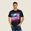 Moonlight Cherry Blossoms Unisex Garment-Dyed T-shirt - Image 4